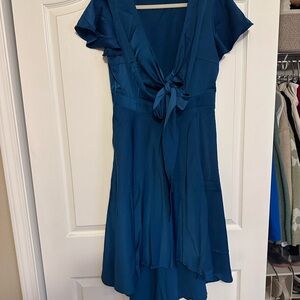 SHEIN Teal High Low Dress